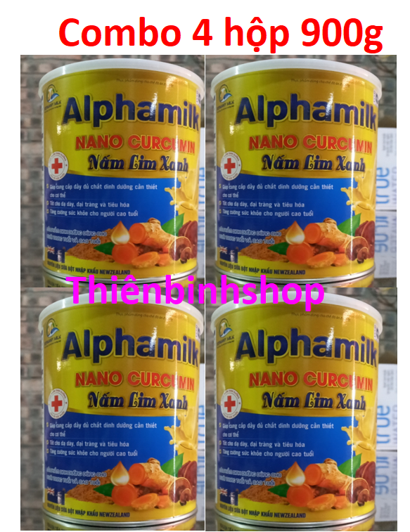 [Combo 4hộp 900g, HSD 2025] Sữa bột ALPHAMILK NANO CURCUMIN NẤM LIM XANH.