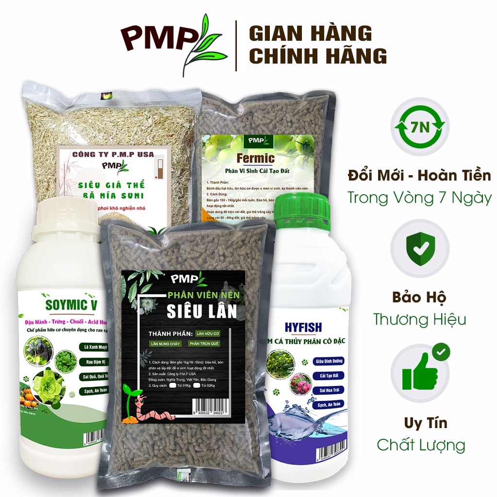 Combo toàn diện trồng rau sạch PMP phân hữu cơ vi sinh trồng rau sạch tại nhà, sân thượng