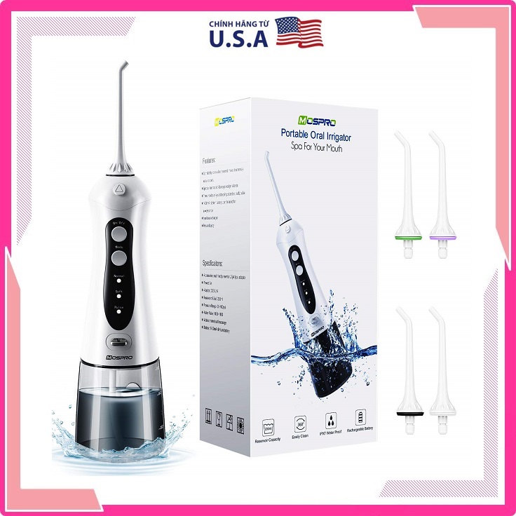 Máy Tăm Nước Cầm Tay MOSPRO | Water Flosser Professional Cordless | Best Seller trên Amazon