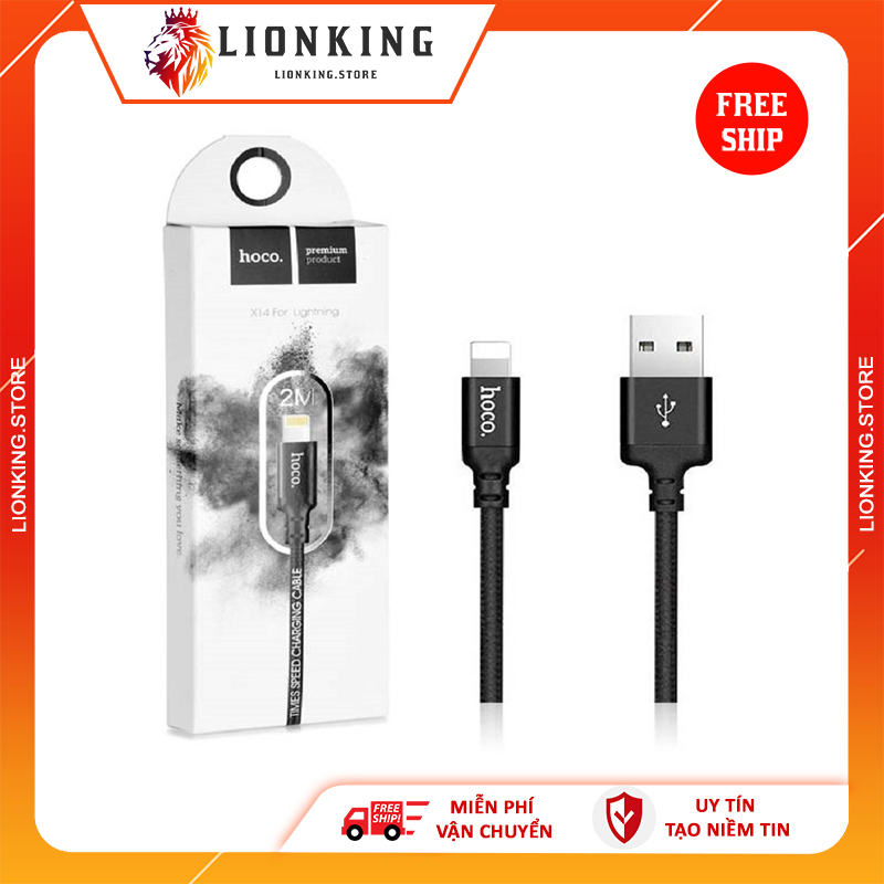 Cáp sạc IPhone Hoco X14 cho lightning dây dù siêu chắc dài 1m cao cấp hỗ trợ sạc nhanh