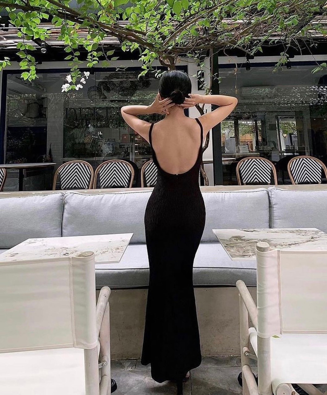 Đầm body 2 dây đuôi cá hở lưng siêu sexy