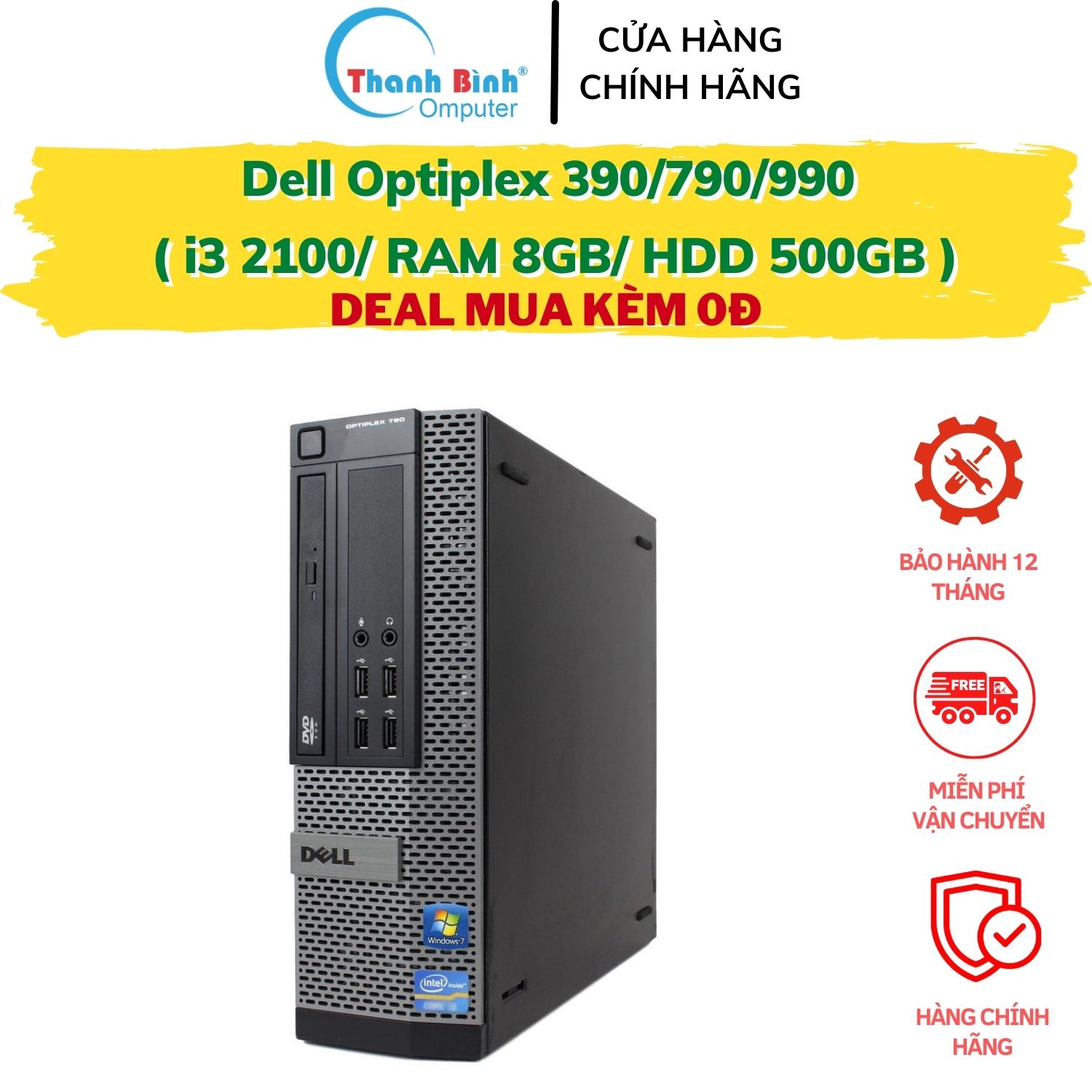 Máy tính văn phòng dell optiplex 390/790/990 bộ máy tính để bàn cũ - bảo hành 12 tháng - tặng usb thu wifi