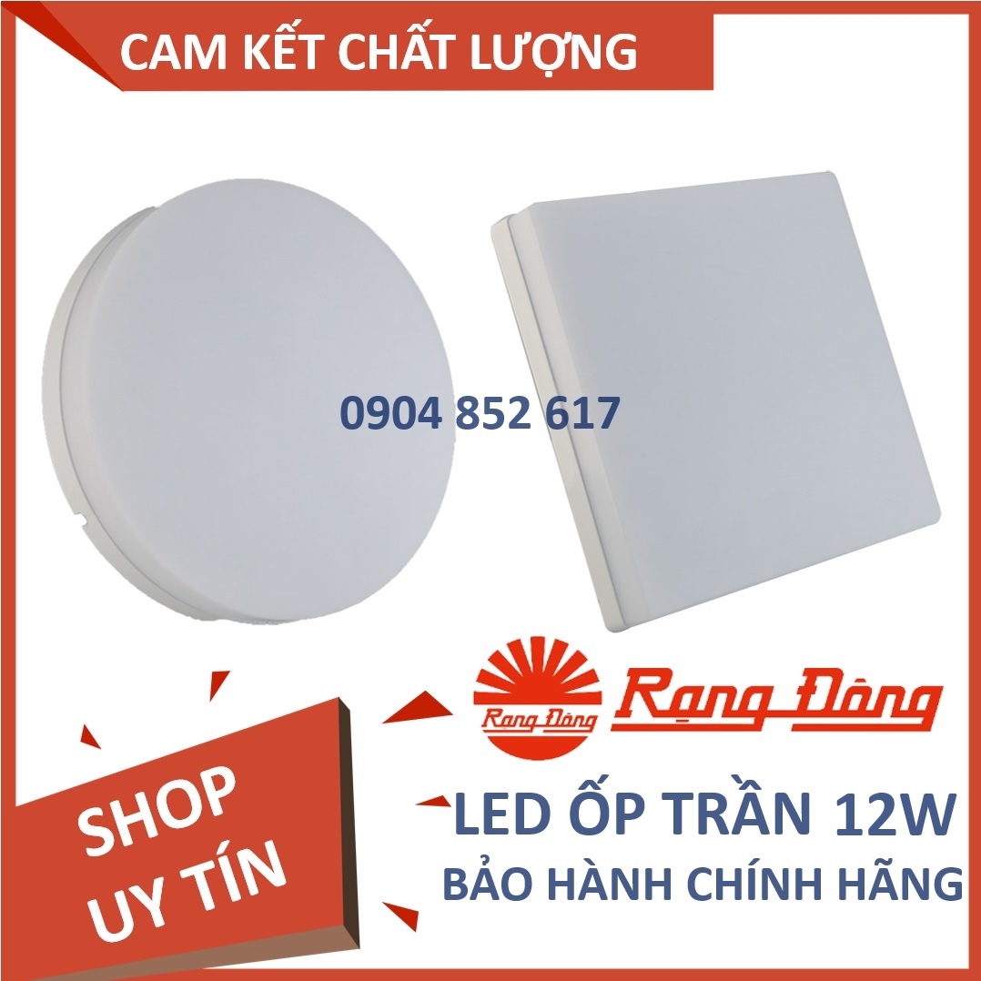 Đèn ốp trần led đổi 3 màu, rạng đông 12w 170mm, chipled samsung, korea, model: ln12l 170/12w, ln12l 170x170/12w
