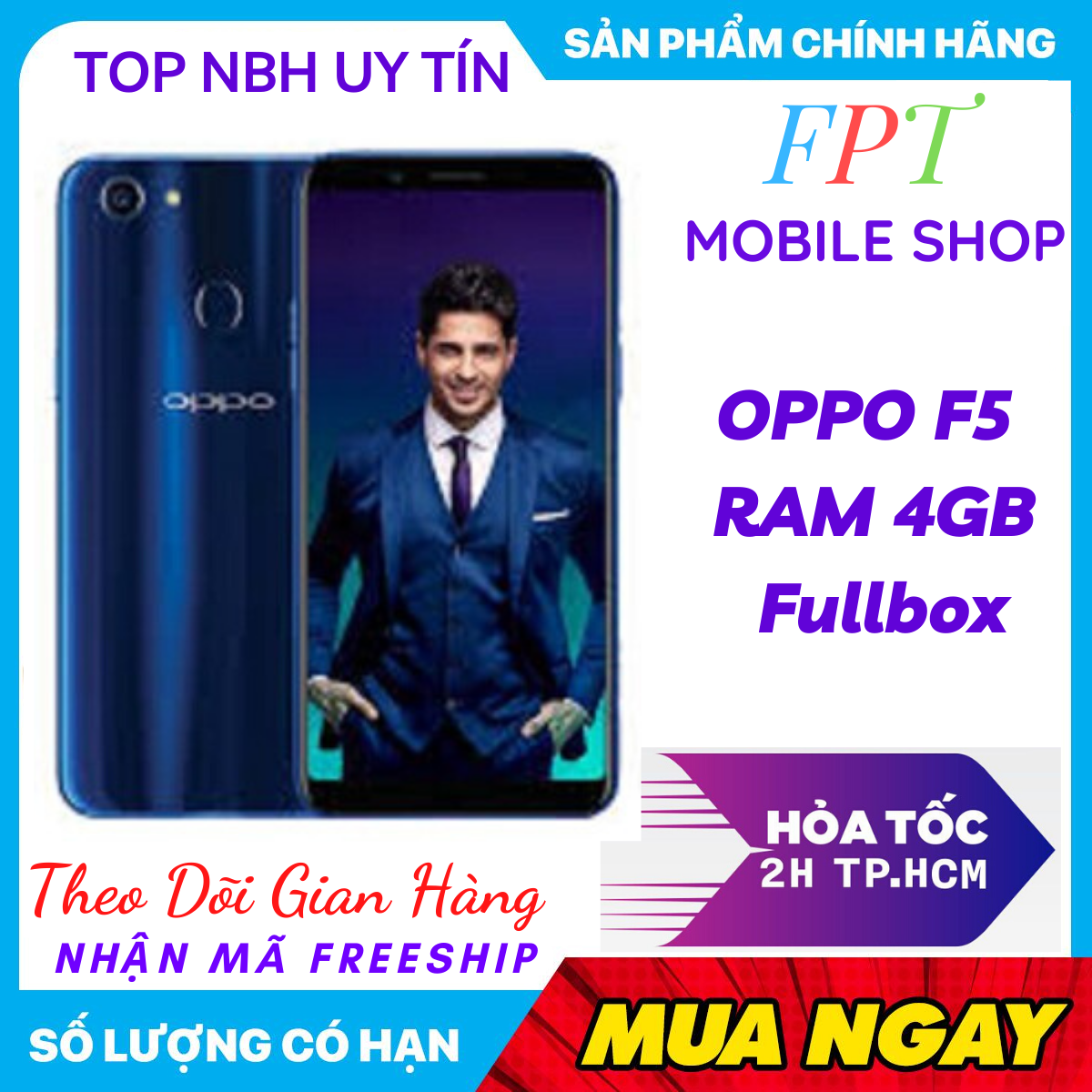 [HCM]OppoF5 32GB RAM 4GB - Điều hướng bằng cử chỉ selfie xóa phông chia đôi màn hình game mode