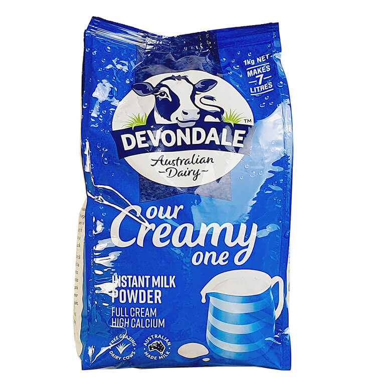 Sữa tươi dạng bột nguyên kem  Devondale Our Creamy one Instant Milk Powder bịch 1kg của Úc