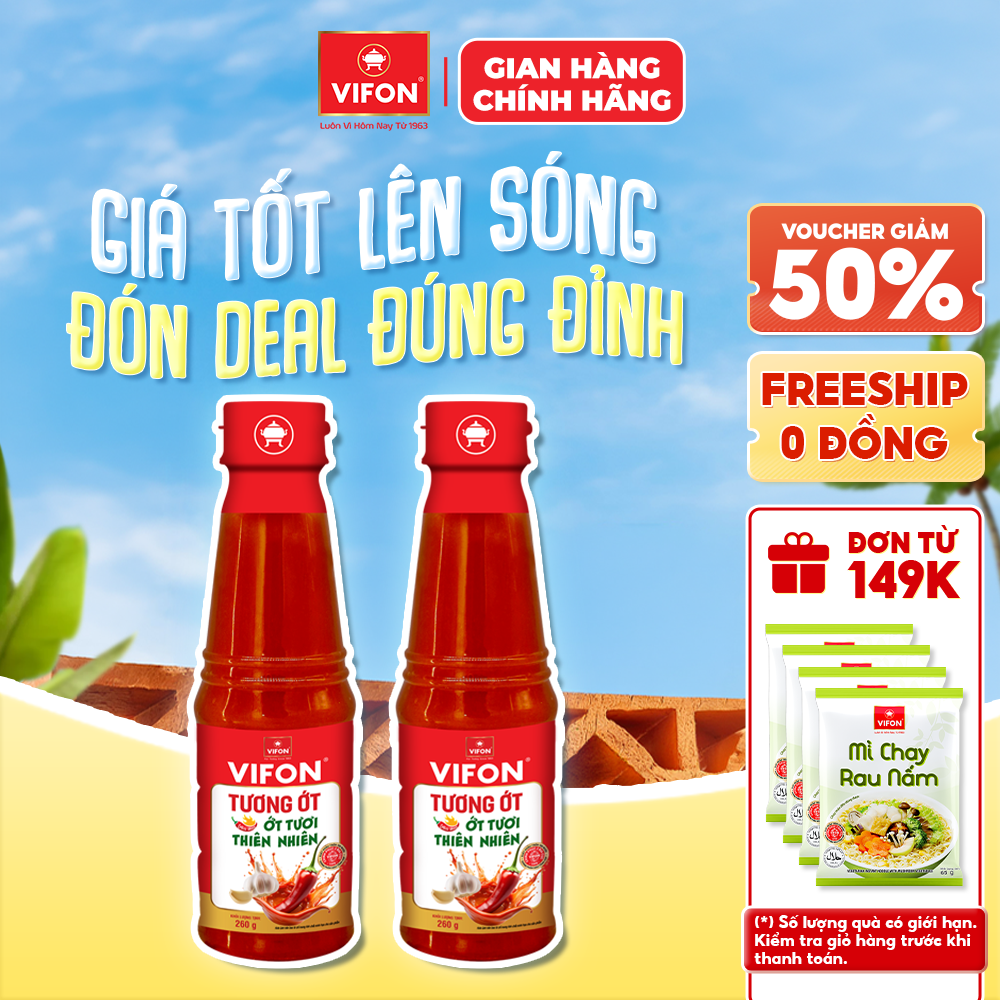 [Voucher 28% đơn từ 400K] Set 2 Chai Tương Ớt VIFON 260g Vị Nguyên Bản Thơm Ngon Cay Đậm Đà