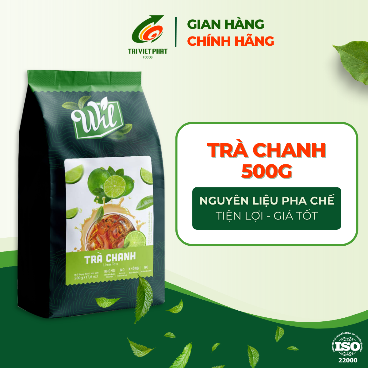 Trà chanh Wil hòa tan dùng trong pha chế đồ uống giải nhiệt, bổ sung vitamin C túi 500g