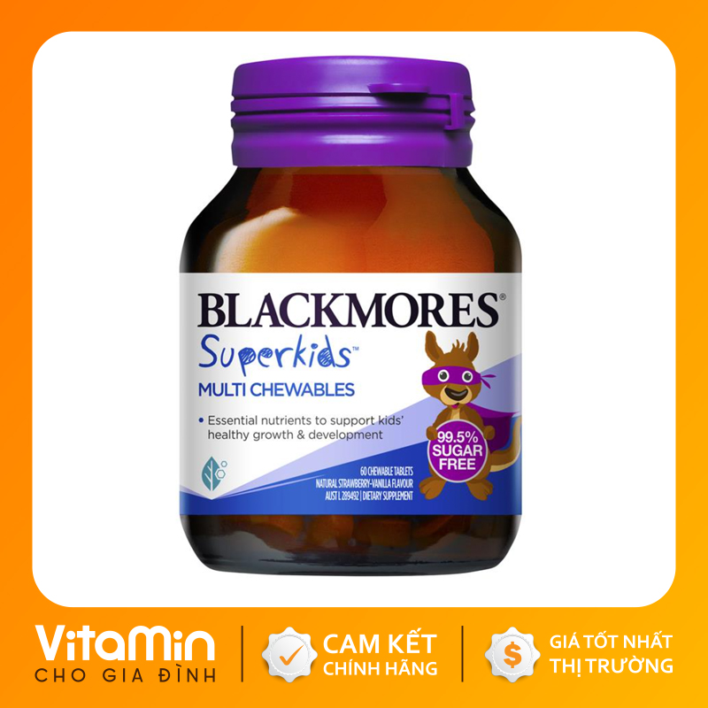 Blackmores Superkids Multi - Vitamin tổng hợp cho trẻ em- tăng cường sức đề kháng - ngừa covid-19, 60 viên