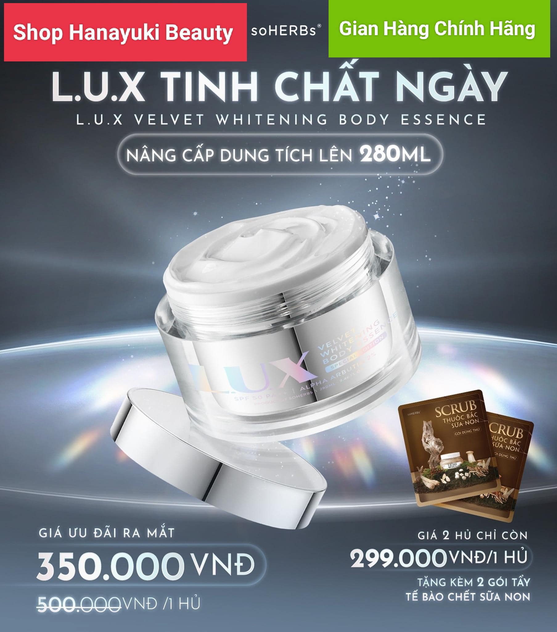 [TẶNG QUÀ + GIẢM VOUCHER 8%] [Hàng chính hãng,Date 2026] KEM BODY LUX DƯỠNG TRẮNG DA TINH CHẤT YẾN LUX soHERs 200ML VÀ PHIÊN BẢN MỚI 280ml (Tặng kèm 2 gói tẩy tế bào chết sữa non)