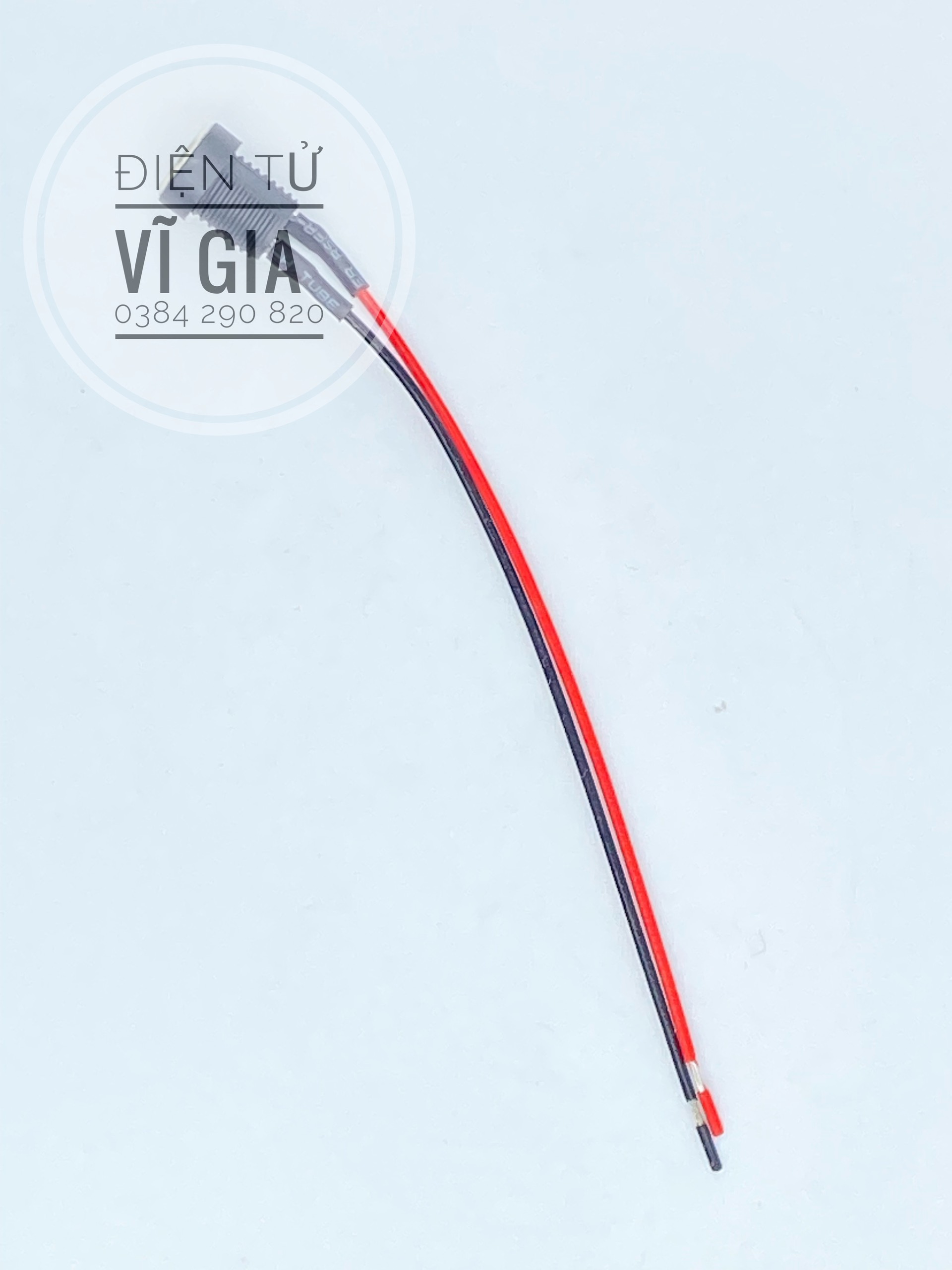 Jack DC cái kích thước 5.5mm x 2.1mm hàn sẵn dây đỏ đen, không có ốc
