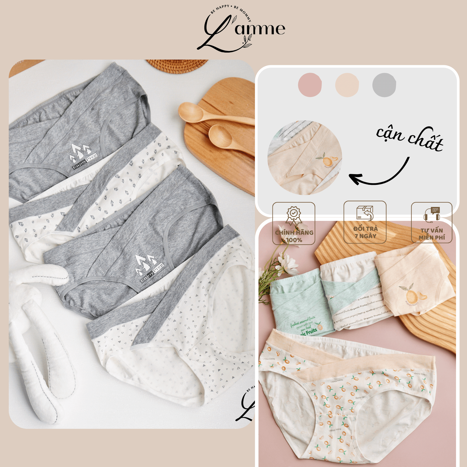 Set 4 chiếc quần lót bầu in hình dễ thương, nhiều hình, mát nhẹ thoáng khí sản phẩm được nhập bởi Lamme