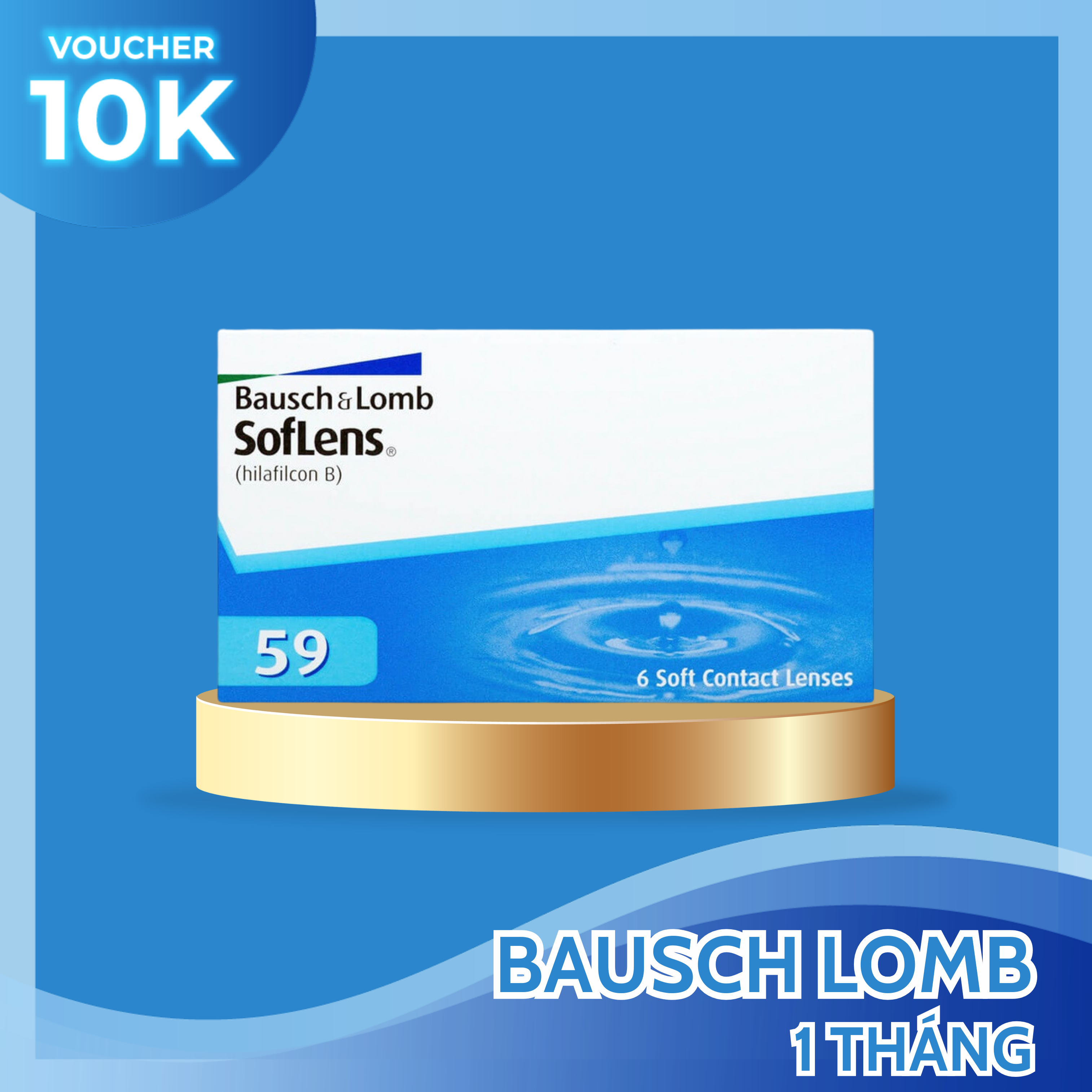 Kính áp tròng Bausch&Lomb dùng 1 tháng không màu, lens mắt trong suốt có độ cận- Lens Optic