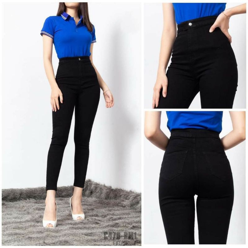 Quần bò jeans giấy nữ siêu nhẹ cạp cao co dãn tốt