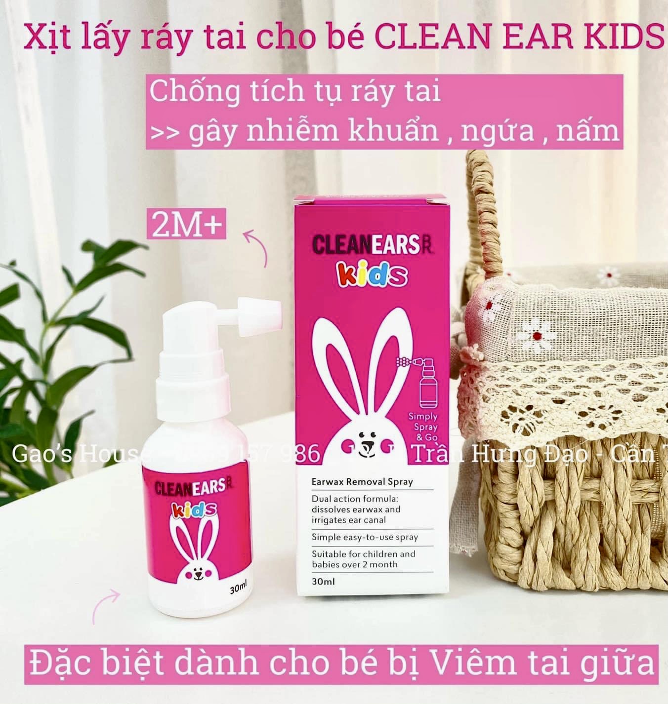 Xịt tan ráy tai Clean Ears Kids - Úc cho bé 2m+