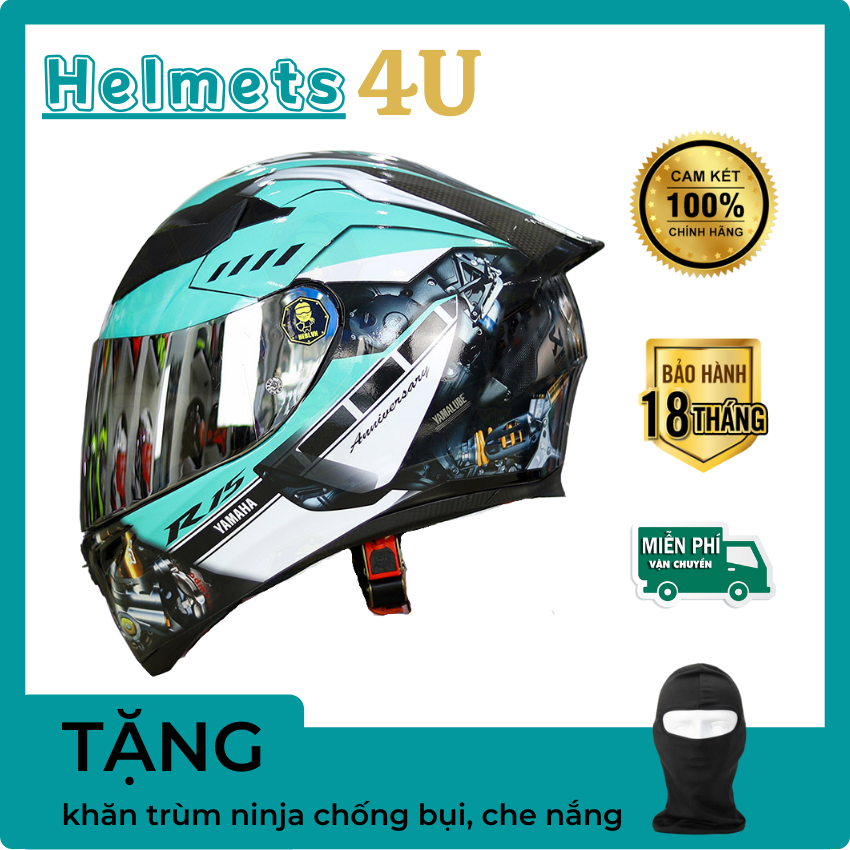 Mũ bảo hiểm fullface royal m138b giá tốt tem yamaha xanh ngọc - helmets 4u