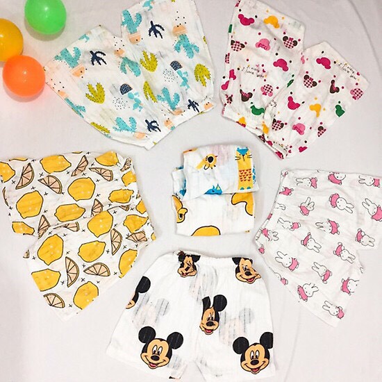 Quần chục đùi cho bé trai bé gái từ sơ sinh đến 15kg chất cotton giấy mềm mát lẻ 1 chiếc