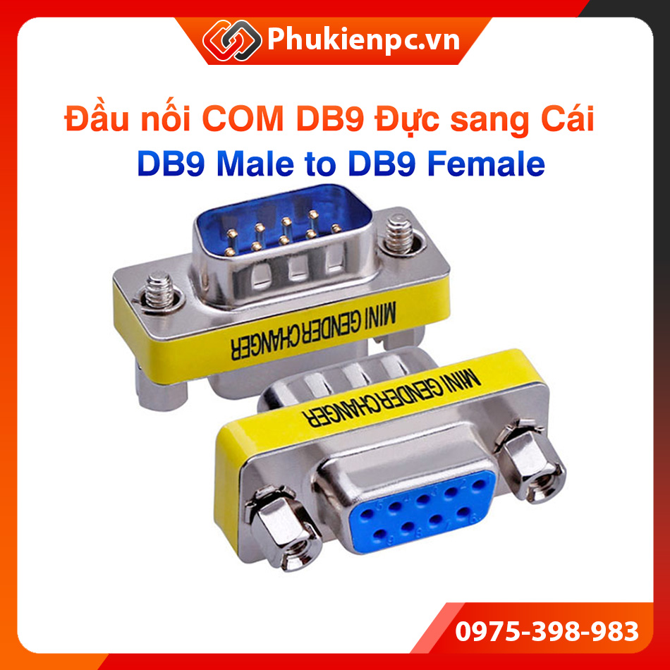 Đầu nối db9 rs232 male to db9 female mini gender changer com db9 đực sang cái. dùng cho công nghiệp, máy tính pc, thiết bị, máy y tế