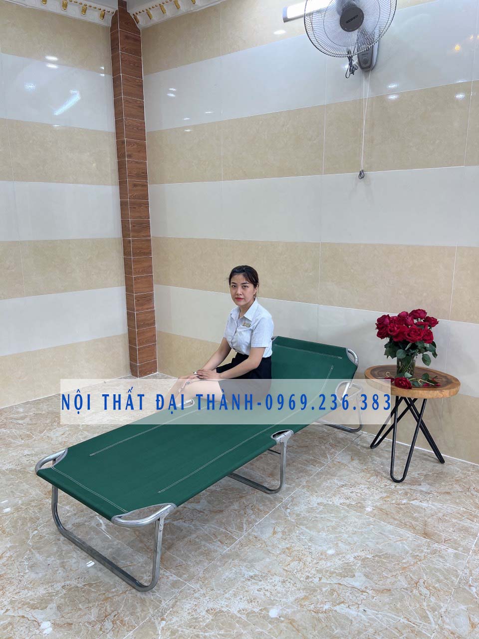 Giường xếp vải bố khung sắt Đại Thành