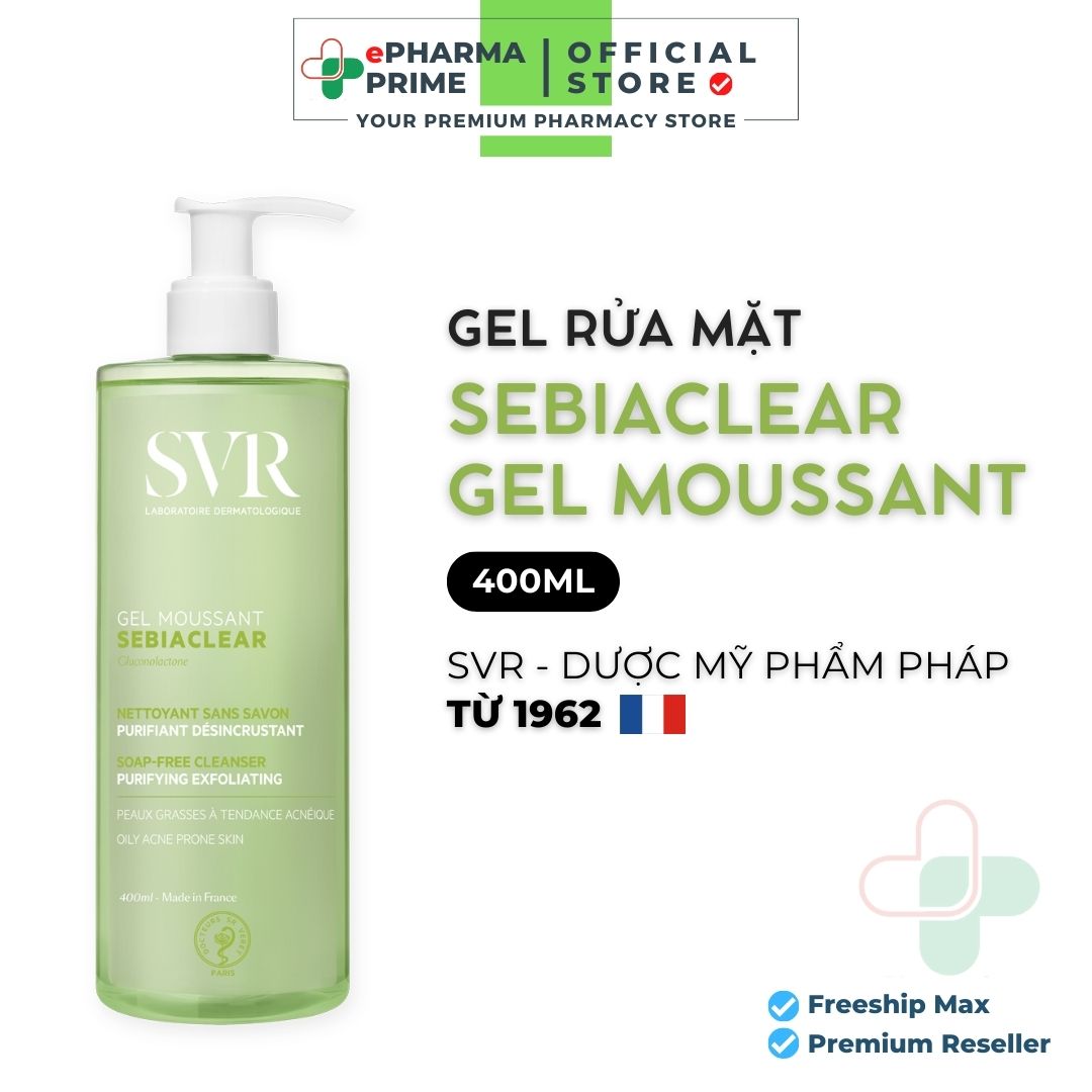 Gel rửa mặt svr sebiaclear gel moussant loại bỏ tế bào chết 400ml