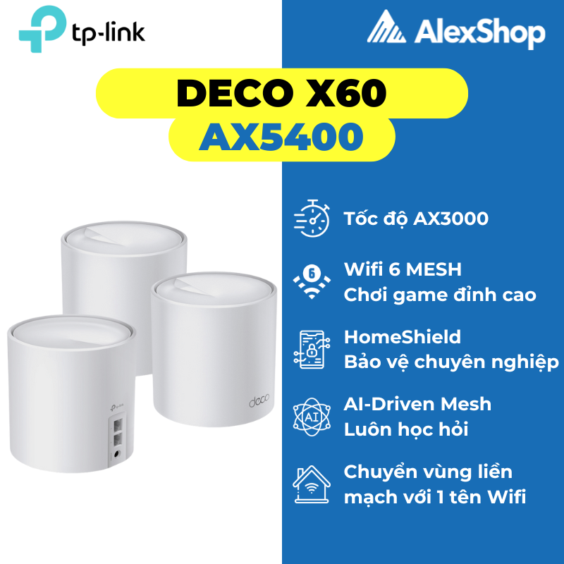 Bộ phát wifi 6 tp-link deco x60 chuẩn ax5400 - chính hãng