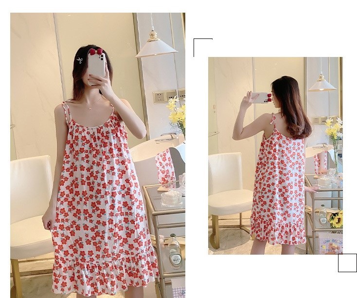 Váy 2 dây lanh mặc nhà vn55