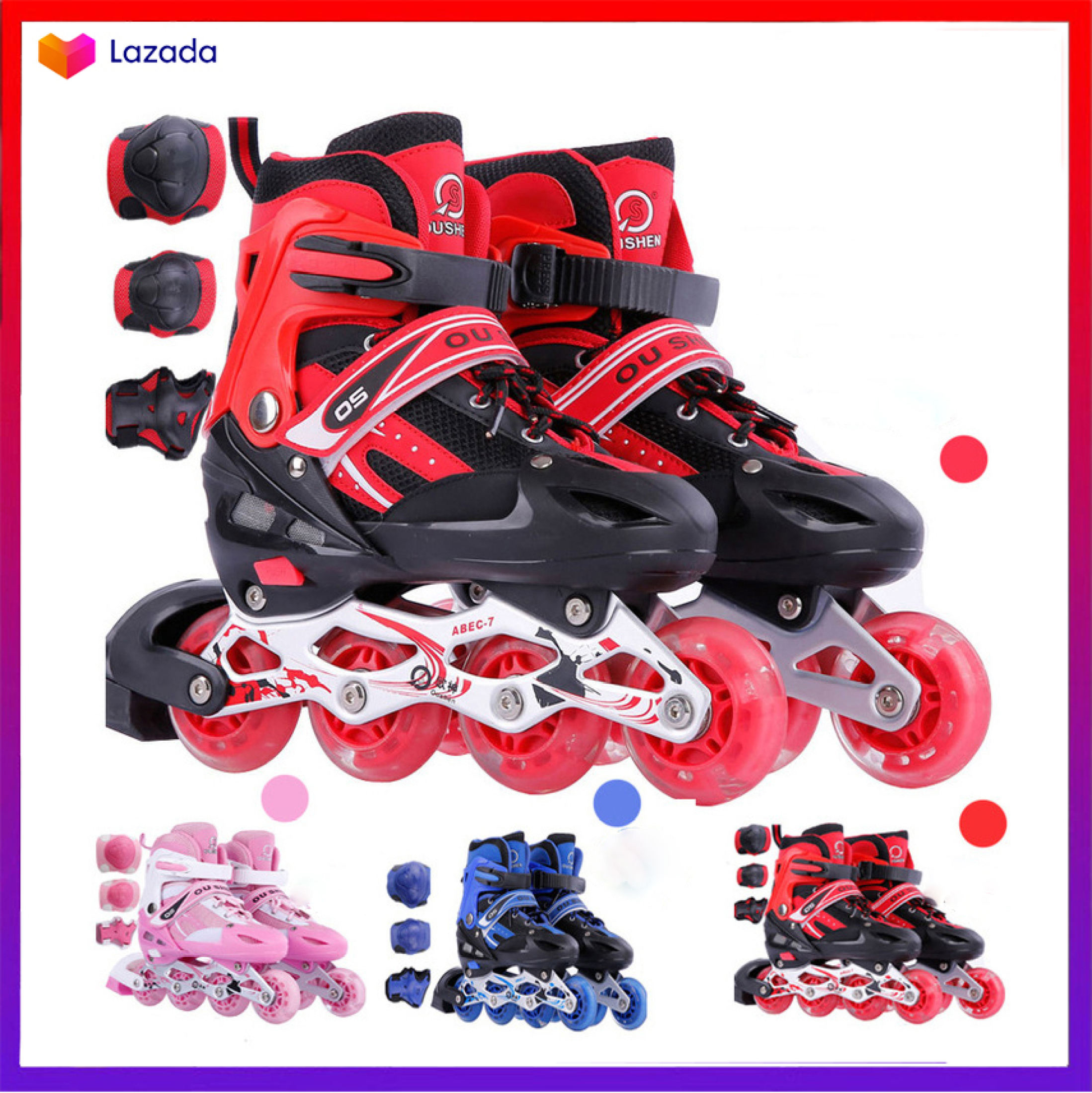 Giày patin giày patin trẻ em giày trượt patin 4 bánh patin giá rẻ - Tặng full đồ bảo hộ - Giày Trượt Patin Bánh Cao Su Phát Sáng M-Gro Tăng Giảm Size - Giày patin cho người mới tập. Thế giới giày patin.
