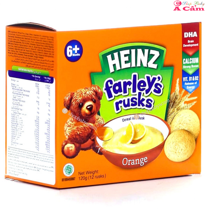 Bánh ăn dặm Heinz vị Cam-Heinz Farley s Rusks Orange 120g 6+ SHOP BABY A