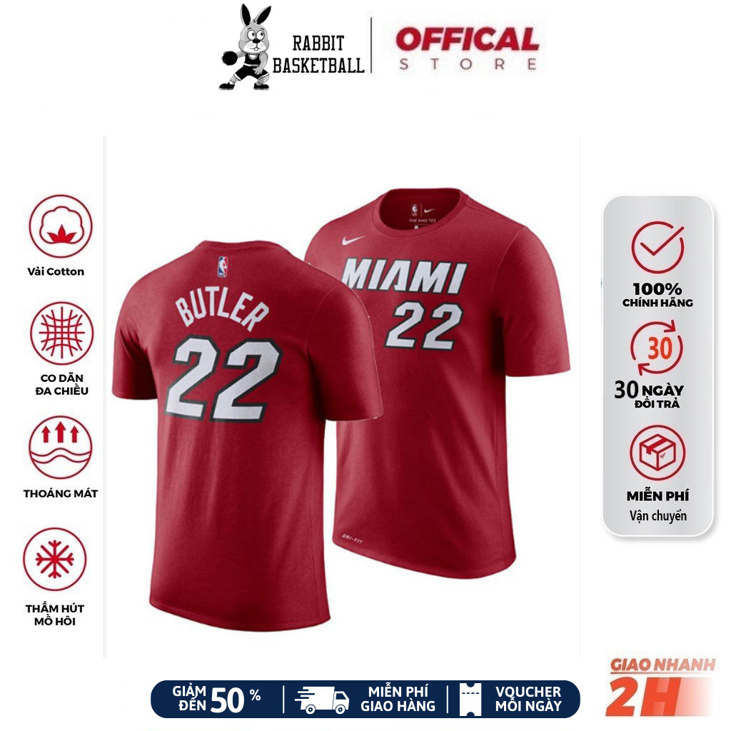 Áo thun nba - jimmy butler - miami heat chất cotton thoáng mát