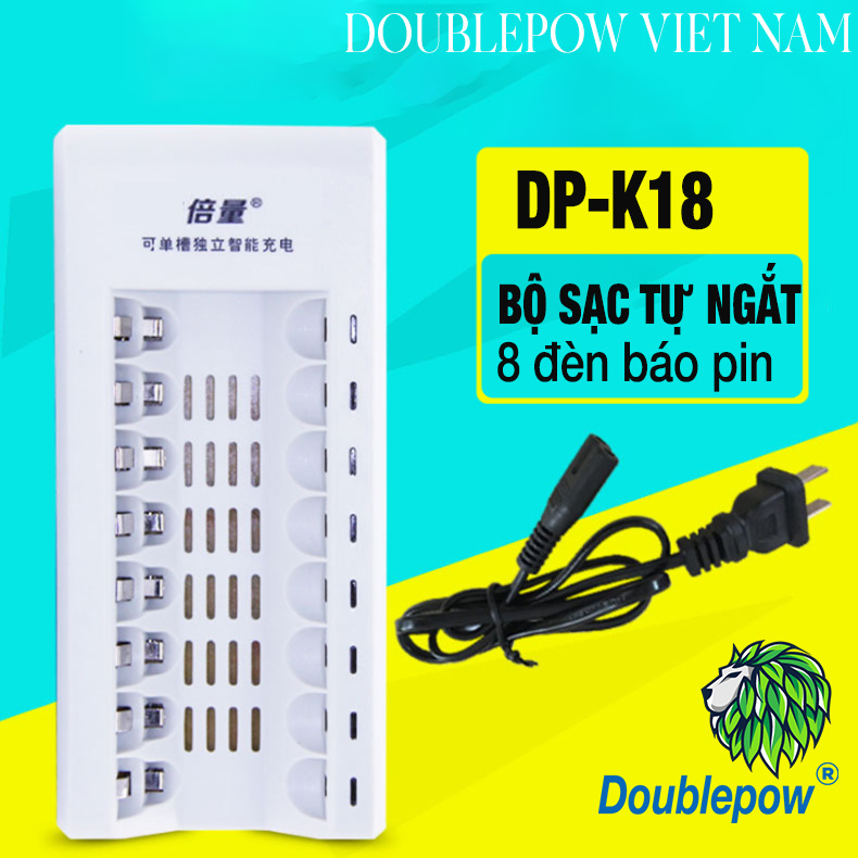 Bộ Sạc Pin AA/AAA 8 đèn Sạc 8 Pin DP-K18 Tự Ngắt - Bộ Sạc Báo Đèn Khi Pin Đầy Thông Minh - công suất lớn chuyên karaoke gia đình, đồ chơi, chuột máy tính, micro..
