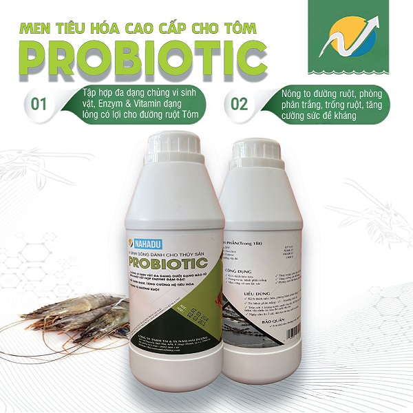 Men ruột dạng lỏng phòng phân trắng, lỏng ruột cho tôm cá probiotic nam hải dương 2 chai 1l
