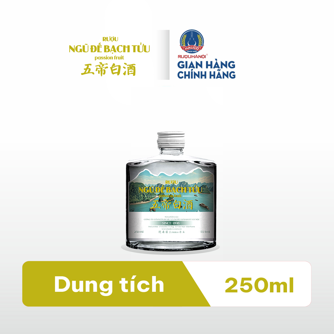 Rượu Ngũ Đế Bạch Tửu PASSION FRUIT nồng độ 55%v chai 250ml không kèm hộp
