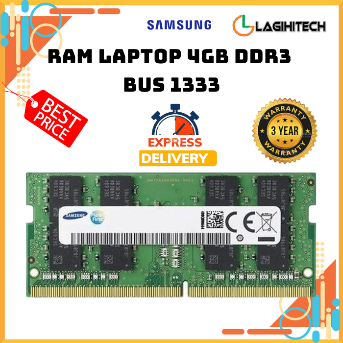 *LAGIHITECH* (NEW) RAM Laptop Samsung 4GB DDR3 Bus 1333 Mhz - Chính Hãng Samsung Bảo Hành 3 năm