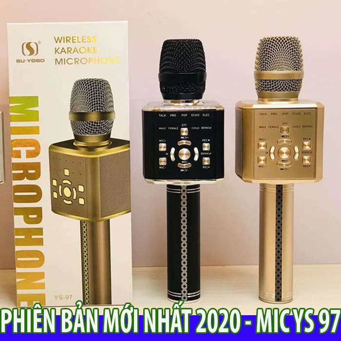 [ Bản Mới Nhất 2022 ] Micro YS-97 Mic Karaoke Bluetooth Tích Hợp Live Stream Sound Card 3 In 1 Cao Cấp | Karaoke Xe Hơi Gia Đình , Mic Hát Cầm Tay Tiện Lợi Kèm Loa , Công Nghệ Lọc Loại Bỏ Tạp Âm, Khả Năng Bắt Và Hút Tốt Âm Thanh Chuẩn