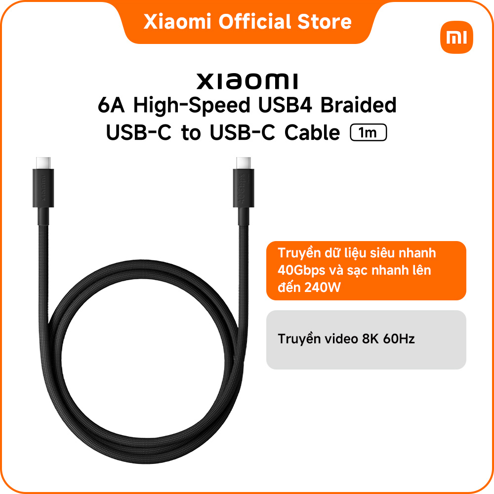 Cáp USB-C to USB-C loại bện tốc độ cao Xiaomi 6A (1m)