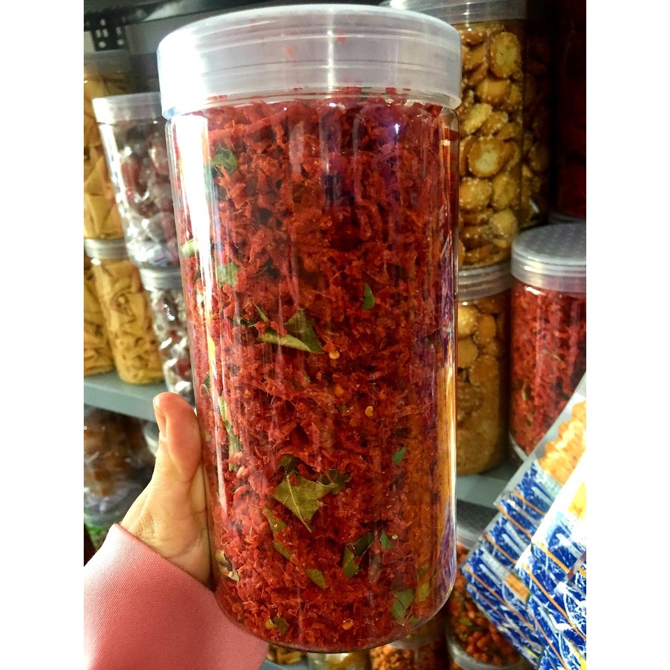 Khô bò sợi lá chanh hũ 500gr
