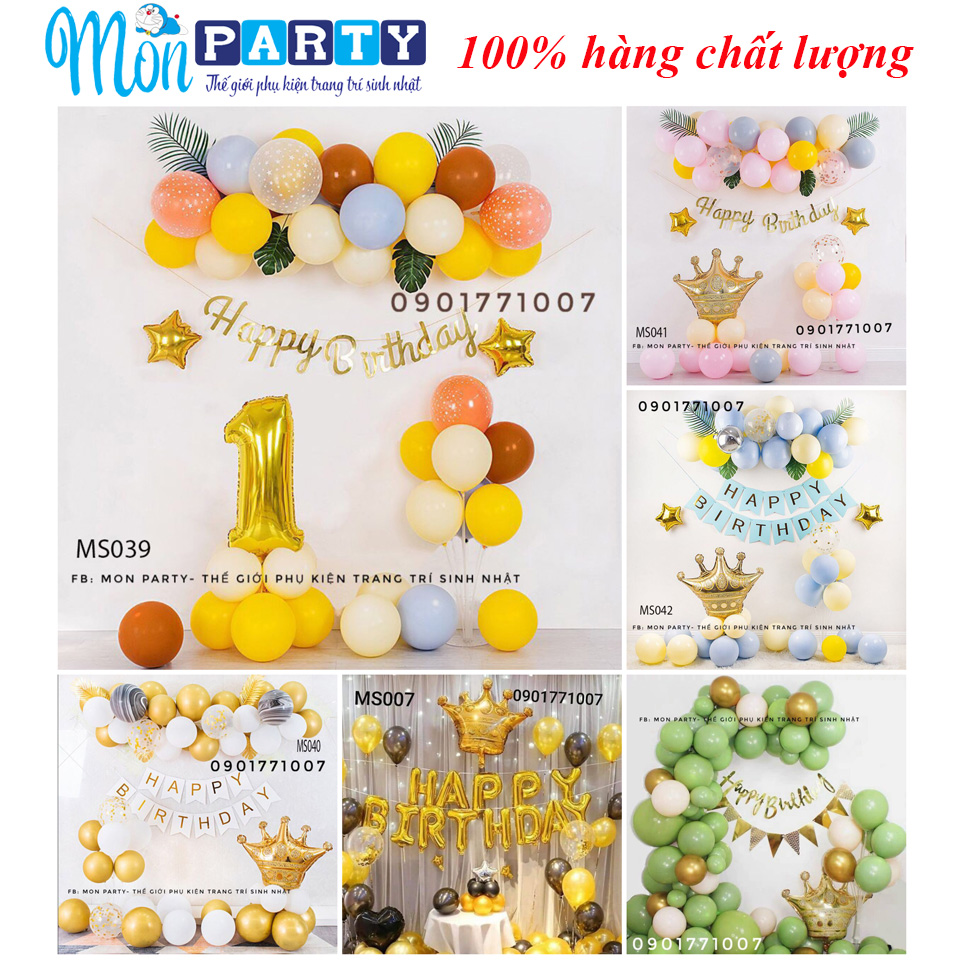 Set bóng trang trí sinh nhật cho bé trai bé gái tại nhà giá rẻ tặng kèm nhiều phụ kiện