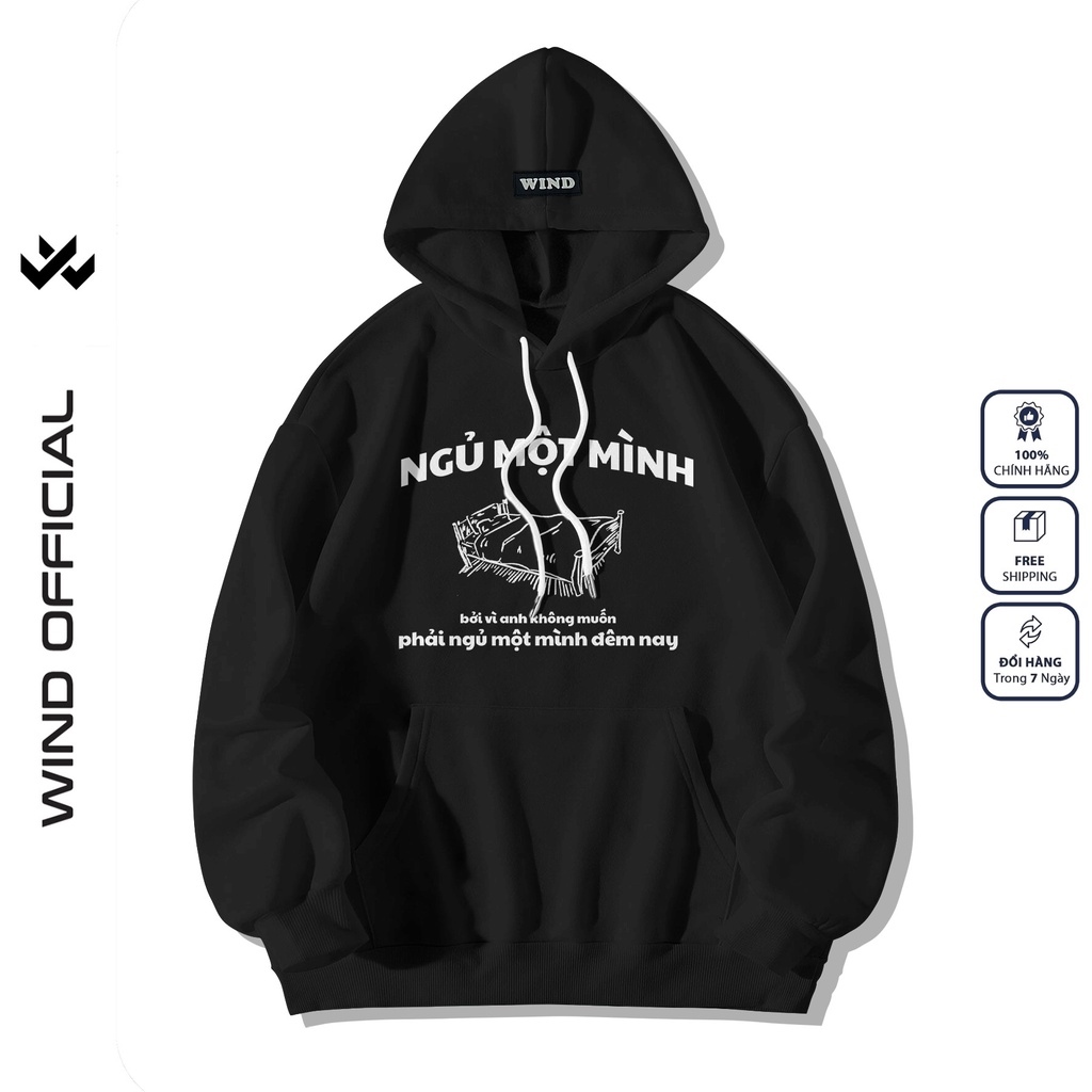 áo khoác nam áo hoodie nam áo khoác hoodie nam Áo hoodie unisex form rộng WIND nỉ bông Ngủ 1 Mình th