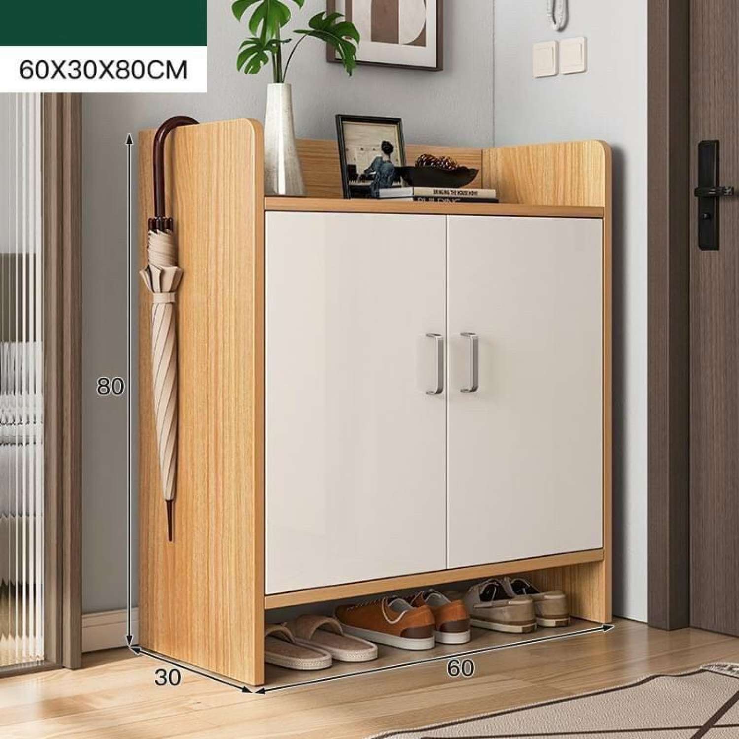 Tủ giày 2 ngăn cánh trắng gỗ mdf bền đẹp