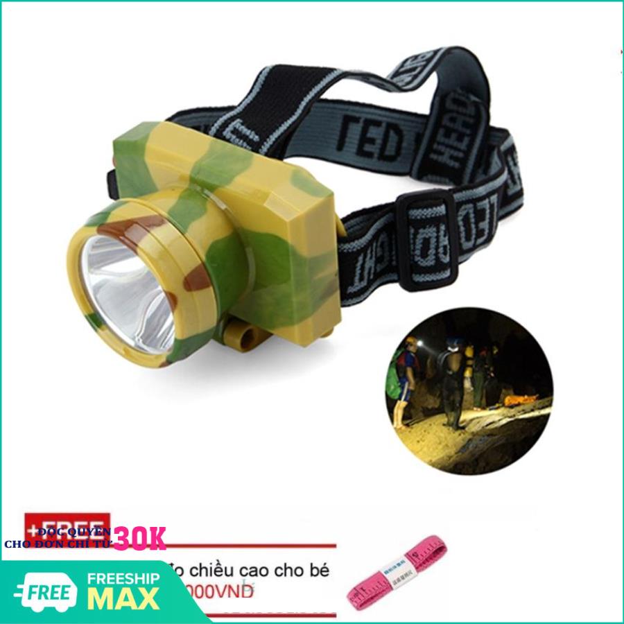 Đèn pin đeo trán siêu sáng/đèn pin đeo trán hcm (Xanh) + Tặng thước dây đo chiều cao