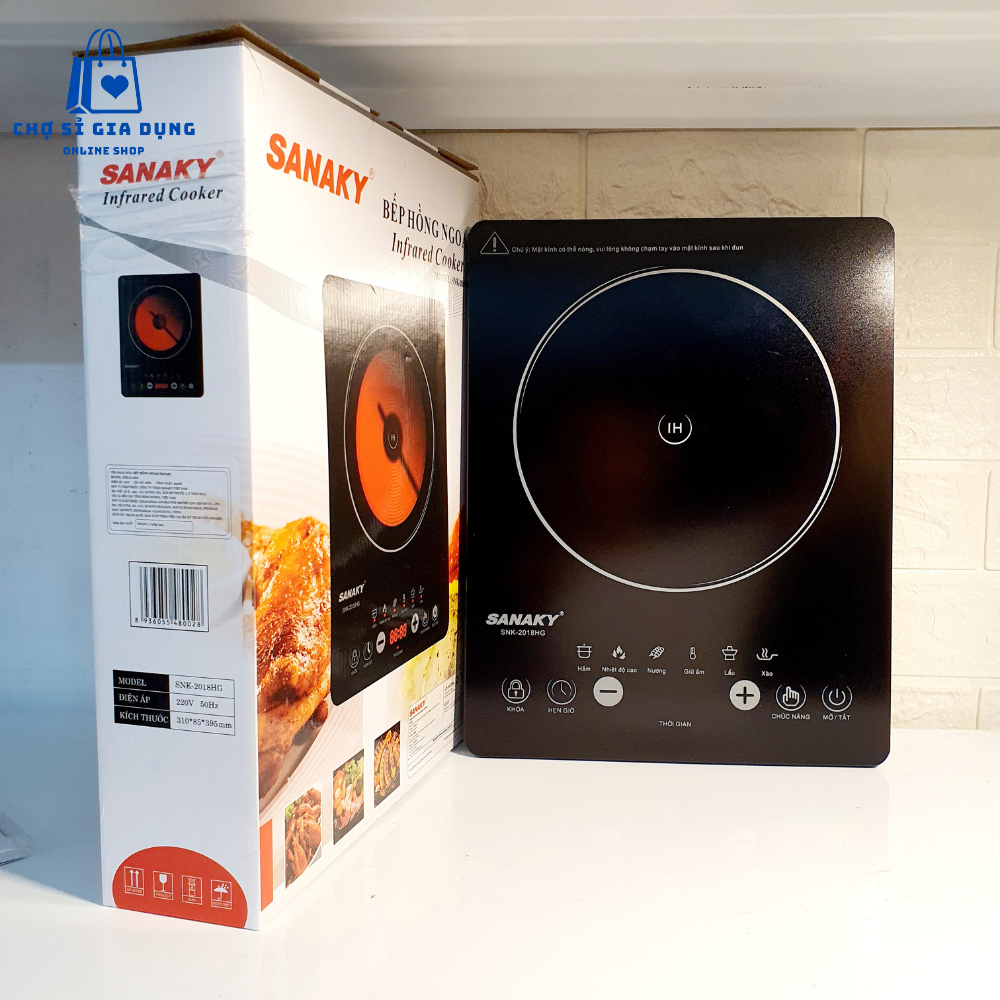 Bếp Hồng Ngoại Đơn Cảm Ứng Sanaky SNK-2018HG, Công Suất 2000W Nấu Nhanh Sang Trọng- Chợ Sỉ Gia Dụng