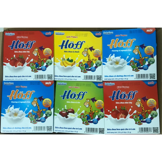 24 hôp/6 vỉ sữa chua hoa quả hoff cho trẻ từ 6m