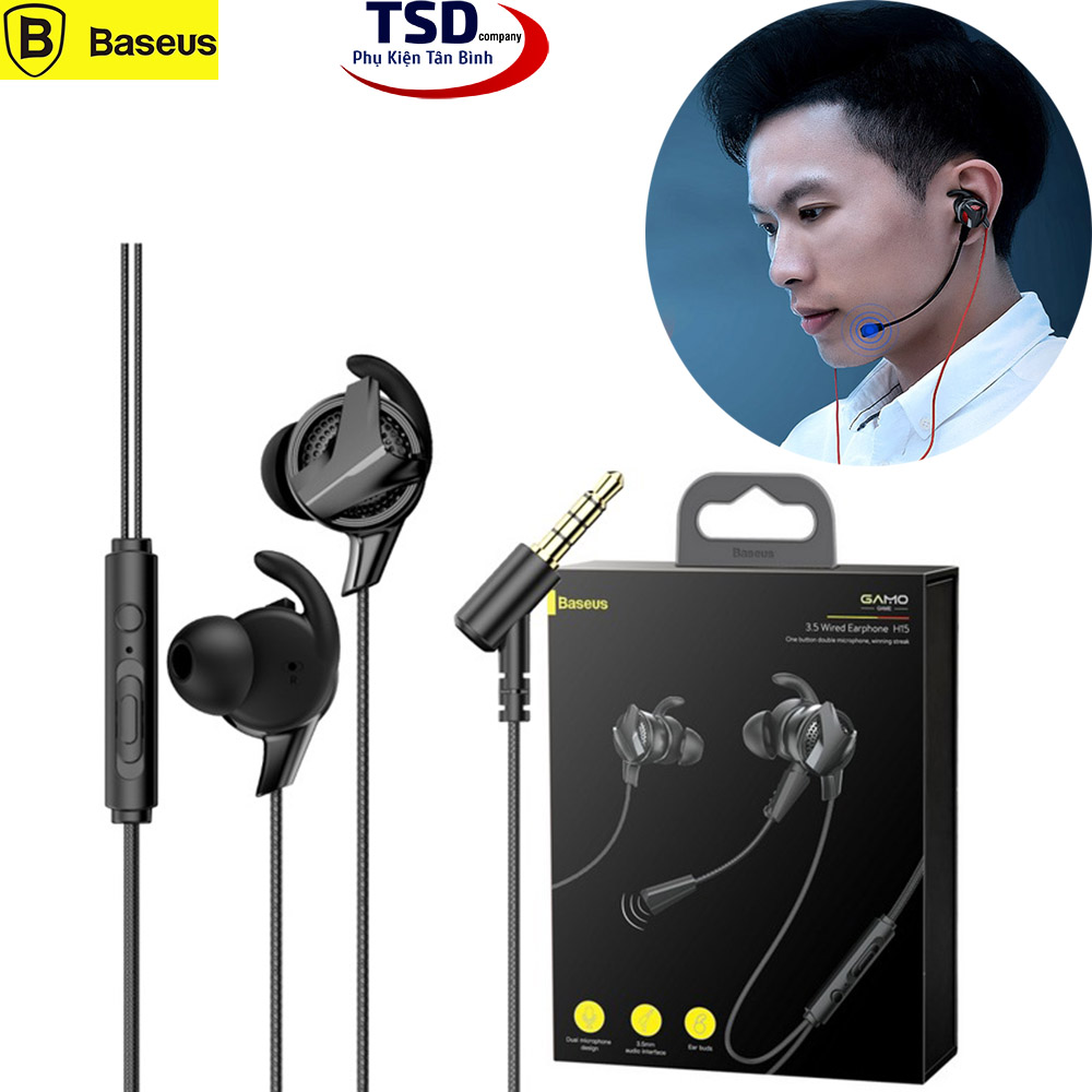 Tai nghe game thủ baseus h15 cao cấp với viền móc tai và mic rời