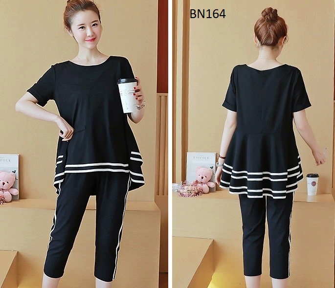 Bộ ngắn mặc bầu thiết kế sang chảnh Bana mã BN164