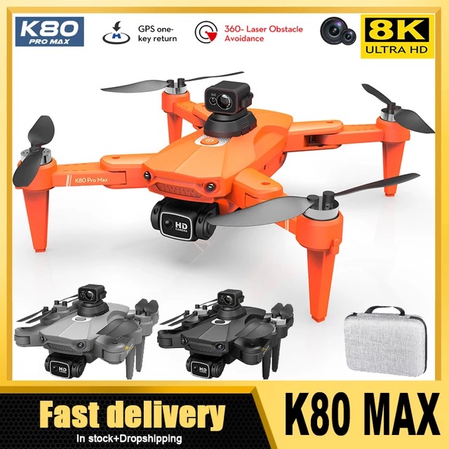 Máy bay Flycam Mini K80 MAX không người lái tránh chướng ngại vật, Động cơ không chổi than điều khiển từ xa tầm bay 1,2KM Camera 4K 5G WIFI Máy Bay Flycam mini Gấp gọn giá rẻ