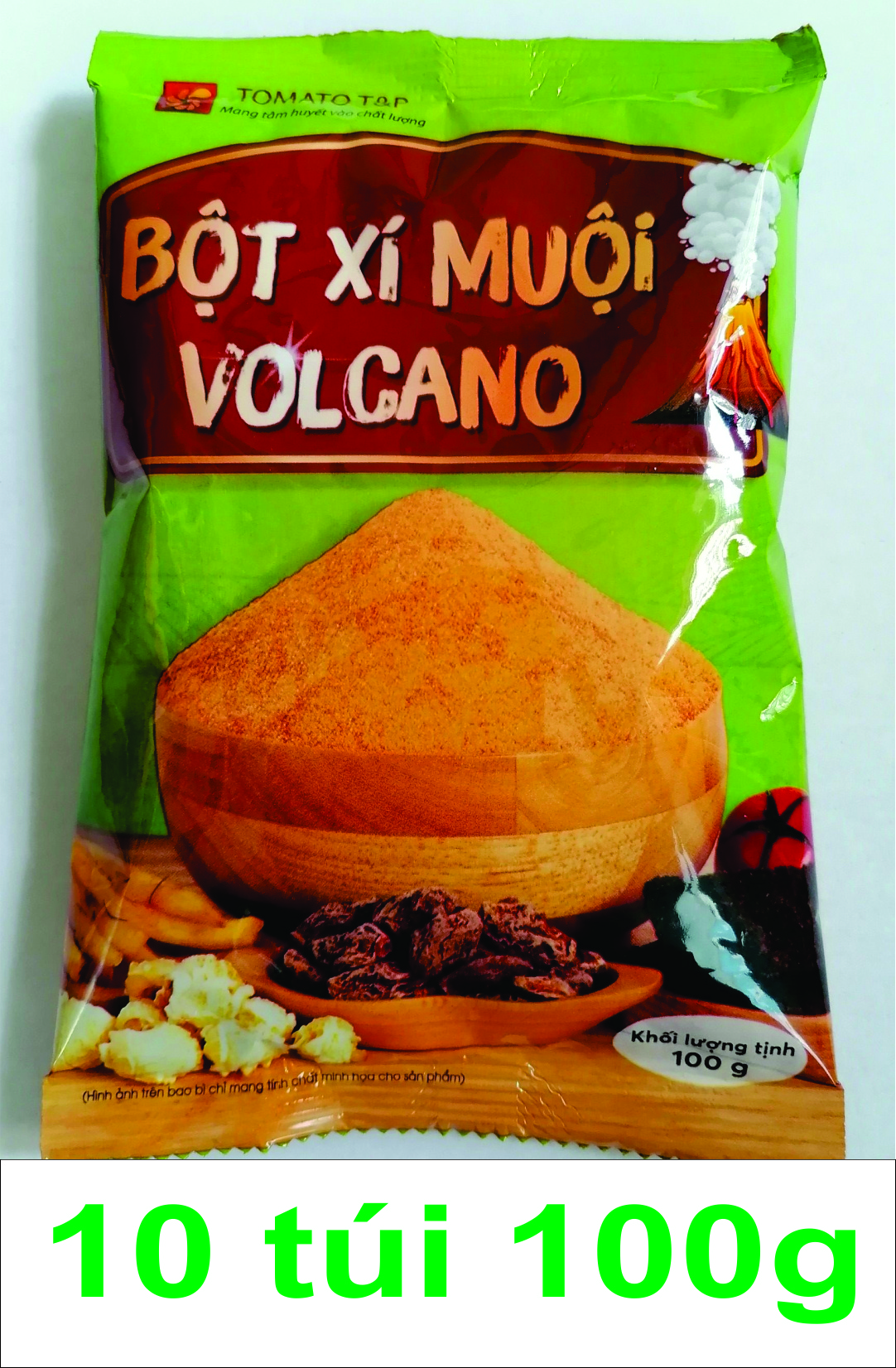 LỐC [10 TÚI x 100g] BỘT XÍ MUỘI (Ô MAI) LẮC Volcano [VN] TOMATO T&P Salted Apricot Taste Powder (ttp-hk)