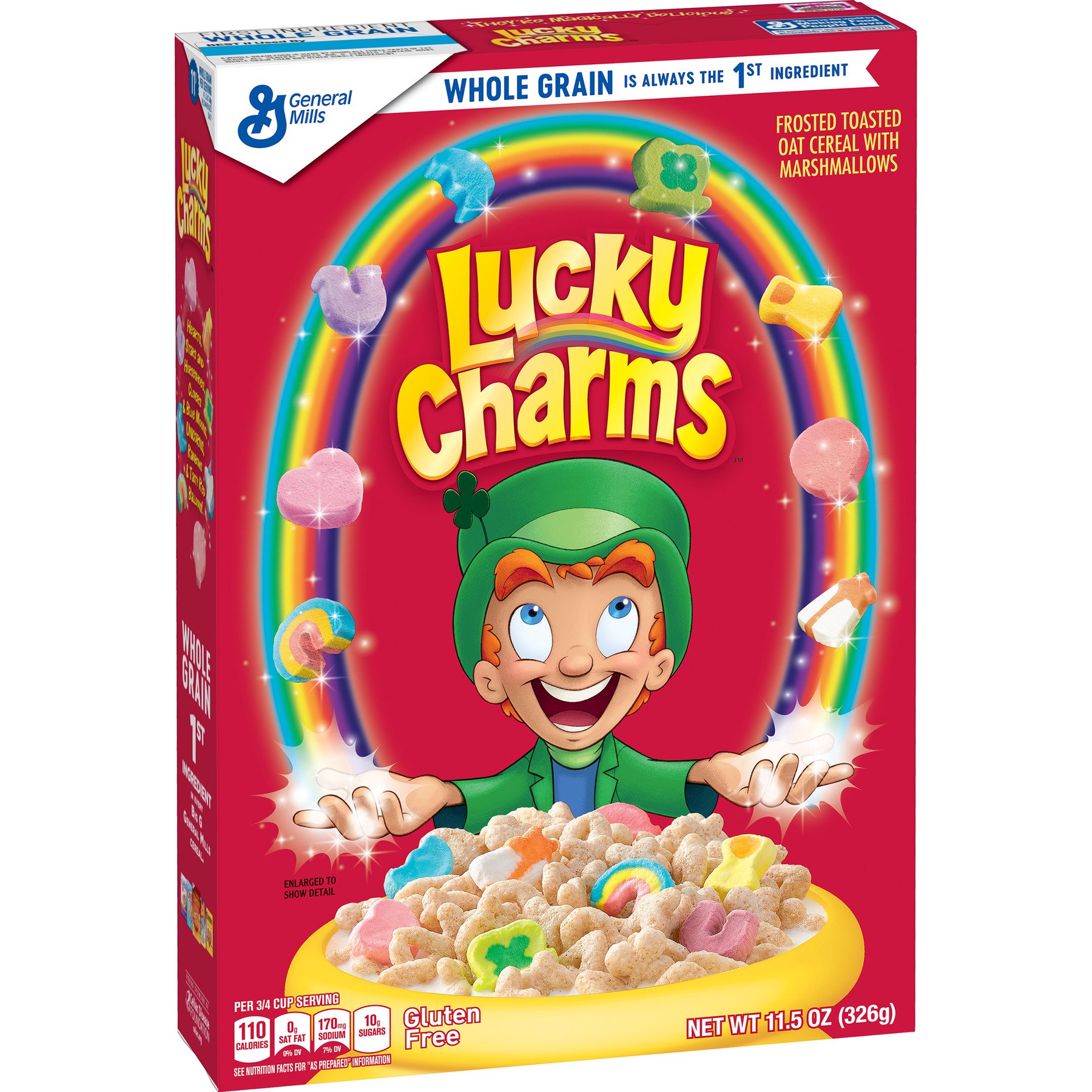 Ngũ Cốc Ăn Sáng Mix Mashmallow General Mills Lucky Charms Gluten Free Cereal With Marshmallow, Hộp 297g