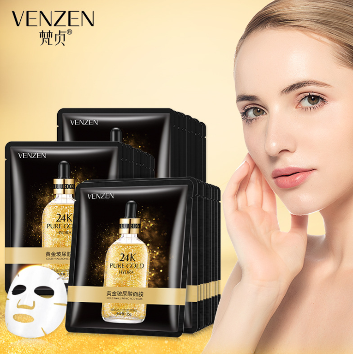 Mặt Nạ Dưỡng Da Vàng 24K Tinh Chất Vàng Pure Gold Venzen, Zozu Se Khít Lỗ Chân Lông, Chống Lão Hóa (HOT)