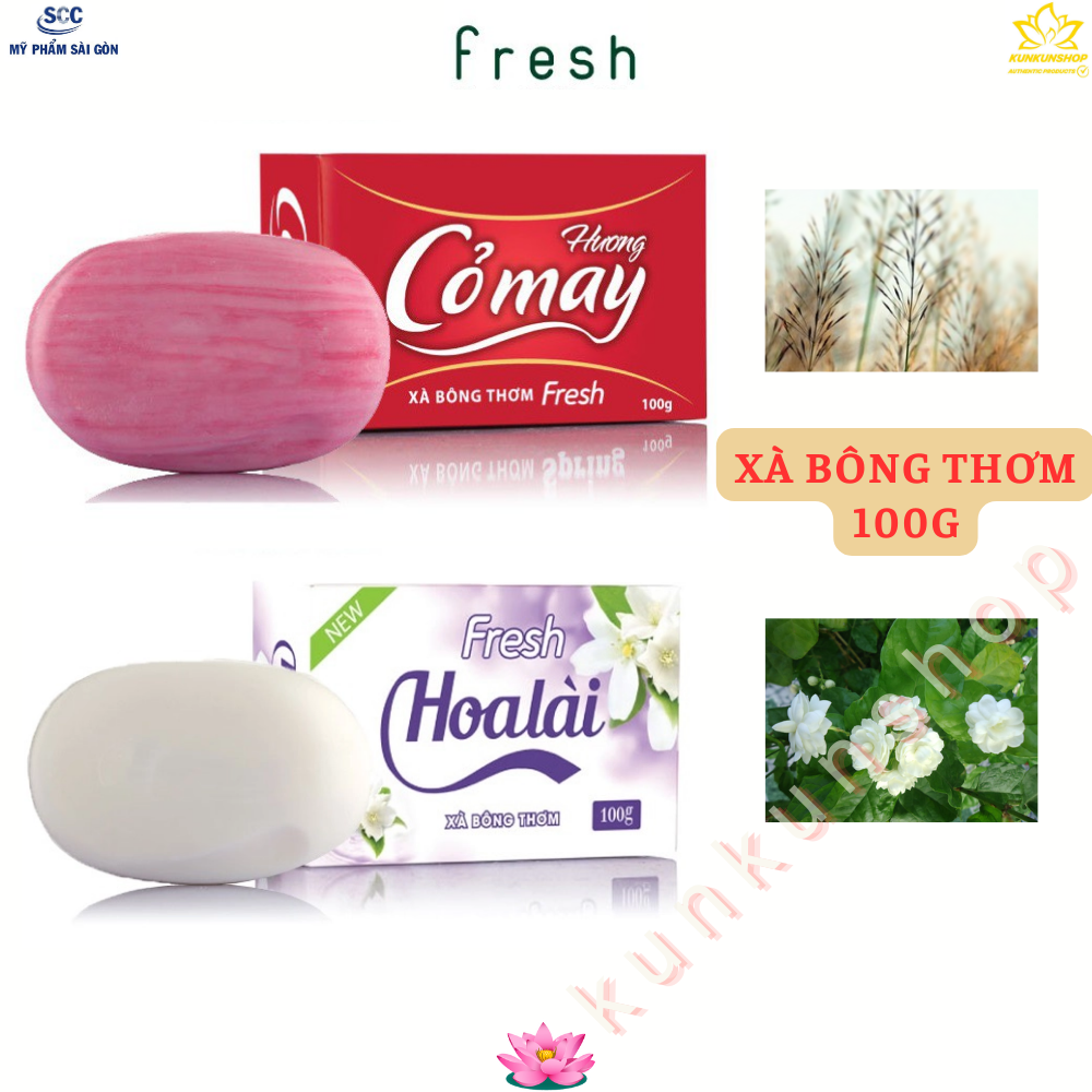 Xà bông cục Fresh hương hoa lài - cỏ may chính hãng loại 100g mẫu mới