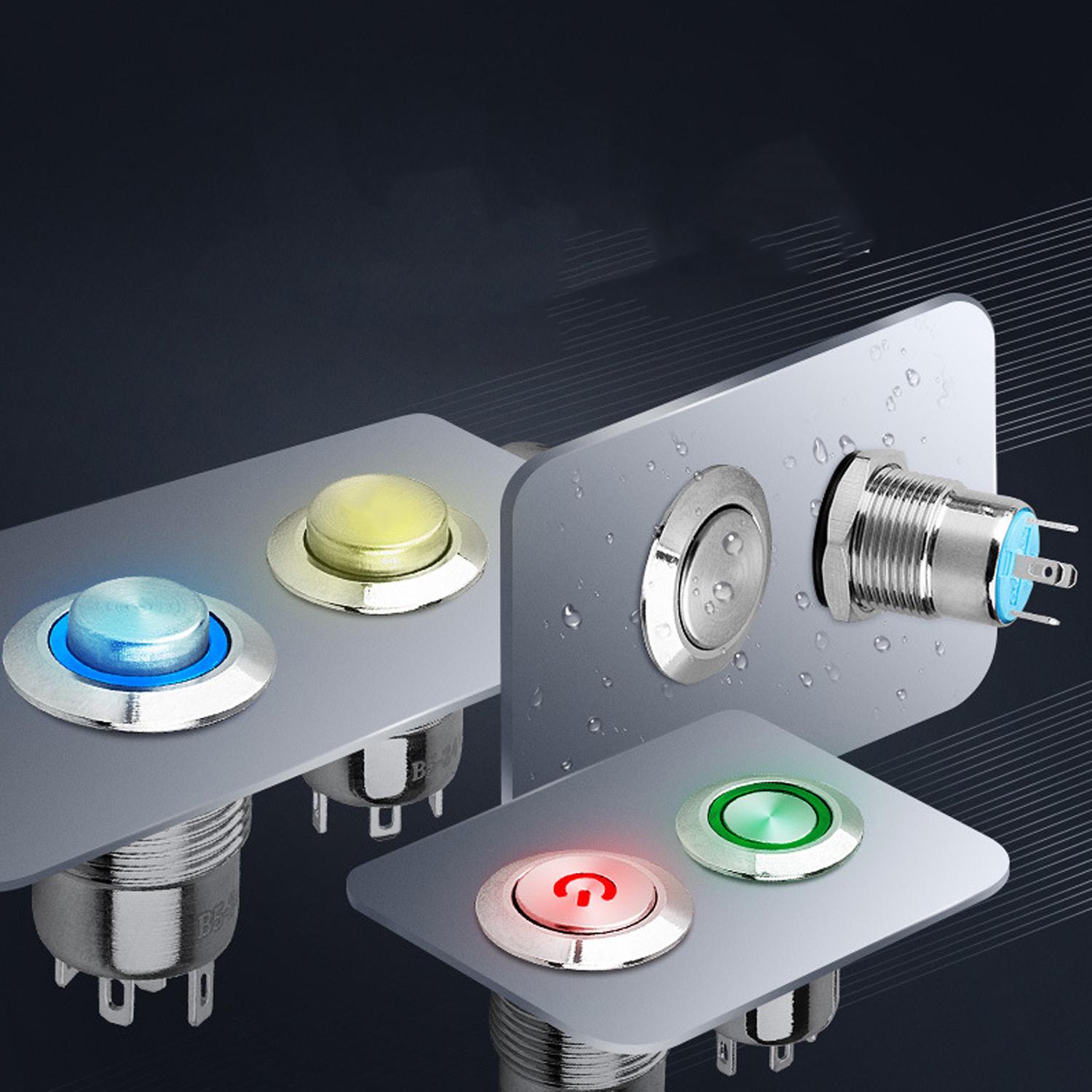 Nút nhấn công tắc inox đèn xe máy, ô tô 12mm