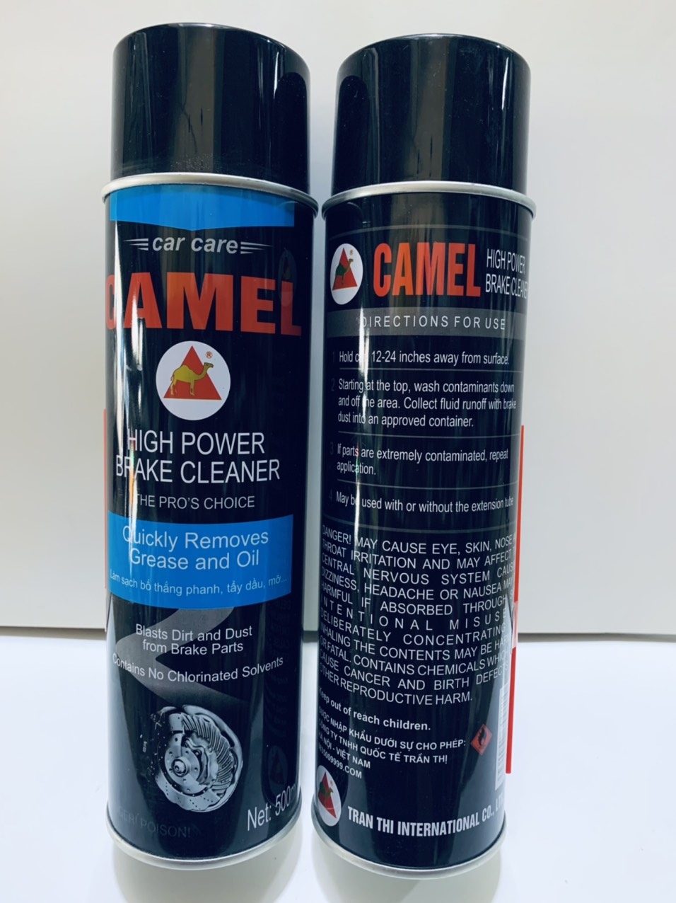 Chai xịt dung dịch tẩy rửa, vệ sinh má phanh, bố thắng, dĩa phanh xe oto, xe máy,... thương hiệu cammel 500ml.